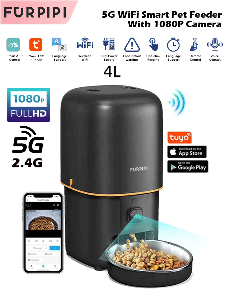 Kitchen Appliances Video - Alimentador automático para gatos, câmera inteligente