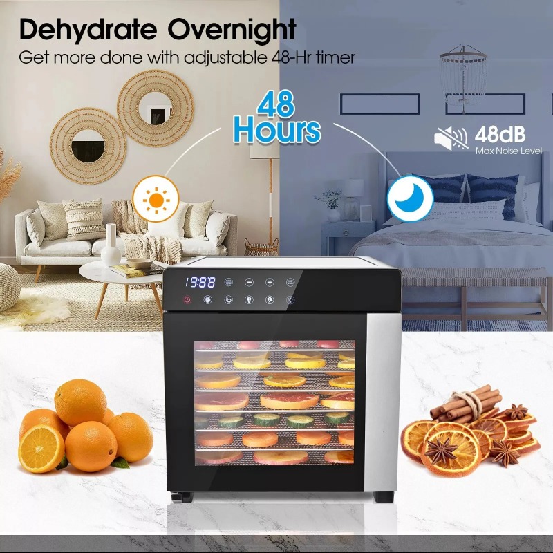 8 bandejas de aço inoxidável,  - Dehydrator Tray Electric avaliação e preço