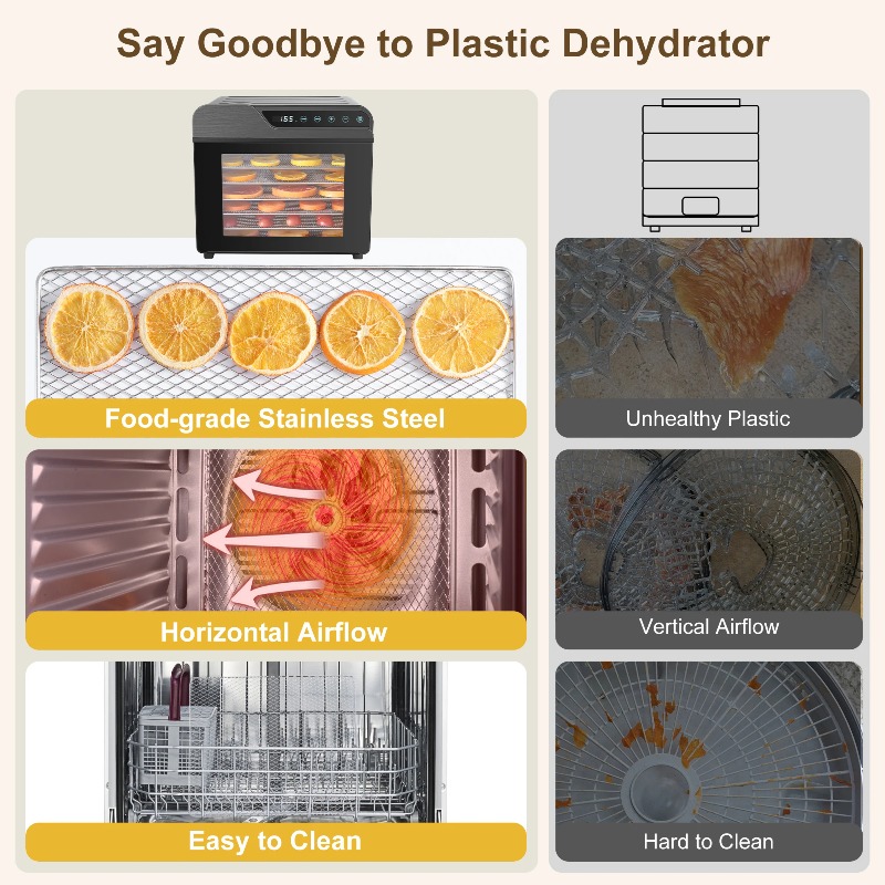 8 bandejas de aço inoxidável 6 - Dehydrator Tray Electric avaliação e preço